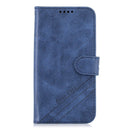 For Motorola Moto E6 Play Stitching Style 2-Color Cow Texture Horizontal Flip PU Leather Case with Holder & Card Slot & Lanyard(Blue)