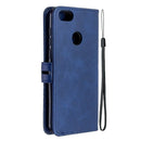 For Motorola Moto E6 Play Stitching Style 2-Color Cow Texture Horizontal Flip PU Leather Case with Holder & Card Slot & Lanyard(Blue)