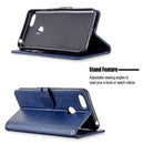 For Motorola Moto E6 Play Stitching Style 2-Color Cow Texture Horizontal Flip PU Leather Case with Holder & Card Slot & Lanyard(Blue)