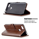 For Motorola Moto E6 Play Stitching Style 2-Color Cow Texture Horizontal Flip PU Leather Case with Holder & Card Slot & Lanyard(Brown)