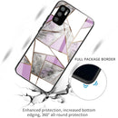 For Xiaomi Redmi Note 10 5G Abstract Marble Pattern Glass Protective Case(Rhombus Gray Purple)