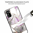 For Xiaomi Redmi Note 10 5G Abstract Marble Pattern Glass Protective Case(Rhombus Gray Purple)