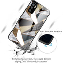 For Xiaomi Redmi Note 10 5G Abstract Marble Pattern Glass Protective Case(Rhombus Golden)