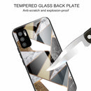 For Xiaomi Redmi Note 10 5G Abstract Marble Pattern Glass Protective Case(Rhombus Golden)