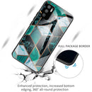 For Xiaomi Redmi Note 10 5G Abstract Marble Pattern Glass Protective Case(Rhombus Dark Green)