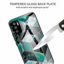 For Xiaomi Redmi Note 10 5G Abstract Marble Pattern Glass Protective Case(Rhombus Dark Green)