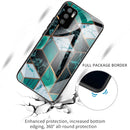 For Xiaomi Redmi Note 10 5G Abstract Marble Pattern Glass Protective Case(Rhombus Dark Green)