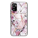 For Xiaomi Redmi Note 10 5G Abstract Marble Pattern Glass Protective Case(Rhombus Rose)