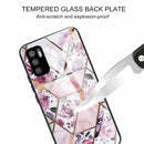 For Xiaomi Redmi Note 10 5G Abstract Marble Pattern Glass Protective Case(Rhombus Rose)