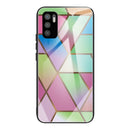 For Xiaomi Redmi Note 10 5G Abstract Marble Pattern Glass Protective Case(Rhombus Gradient)