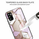 For Xiaomi Redmi Note 10 5G Abstract Marble Pattern Glass Protective Case(Rhombus Orange Purple)