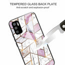 For Xiaomi Redmi Note 10 5G Abstract Marble Pattern Glass Protective Case(Rhombus White Purple)