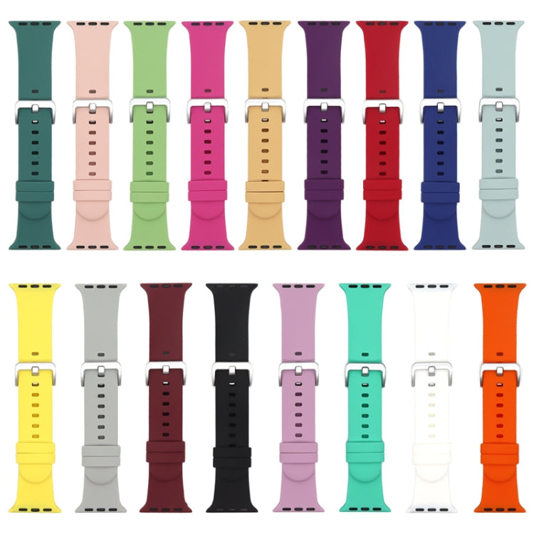 Silver Buckle Silicone Watch Band For Apple Watch Series 7 41mm / 6 & SE & 5 & 4 40mm / 3 & 2 & 1 38mm(Pink Sand)