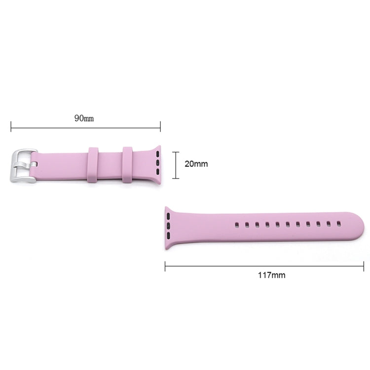 Silver Buckle Silicone Watch Band For Apple Watch Series 7 41mm / 6 & SE & 5 & 4 40mm / 3 & 2 & 1 38mm(Pink Sand)