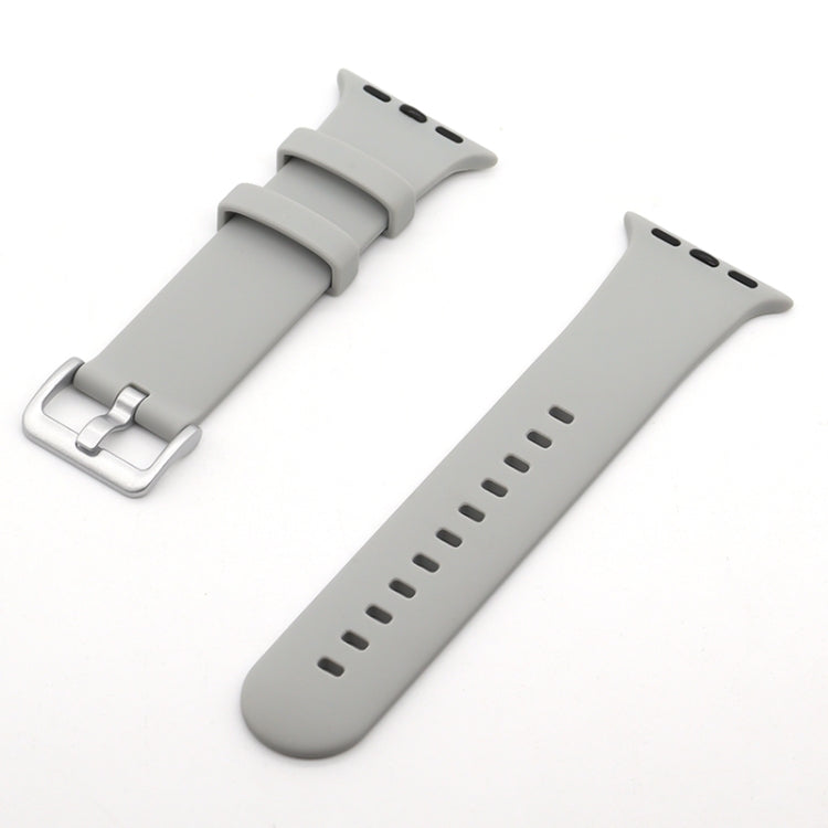 Silver Buckle Silicone Watch Band For Apple Watch Series 7 41mm / 6 & SE & 5 & 4 40mm / 3 & 2 & 1 38mm(Grey)
