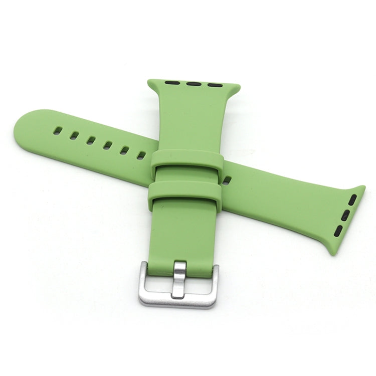 Silver Buckle Silicone Watch Band For Apple Watch Series 7 41mm / 6 & SE & 5 & 4 40mm / 3 & 2 & 1 38mm(Pink Sand)