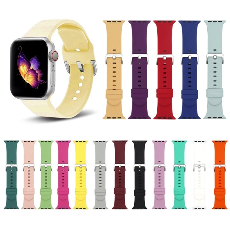 Silver Buckle Silicone Watch Band For Apple Watch Series 7 41mm / 6 & SE & 5 & 4 40mm / 3 & 2 & 1 38mm(Grey)