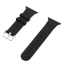 Silver Buckle Silicone Watch Band For Apple Watch Series 7 45mm / 6 & SE & 5 & 4 44mm / 3 & 2 & 1 42mm(Black)