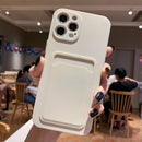 Imitation Liquid Silicone Straight Edge Shockproof Full Coverage Case with Card Slot For iPhone 12 mini(White)