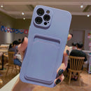 Imitation Liquid Silicone Straight Edge Shockproof Full Coverage Case with Card Slot For iPhone 12(Blue)