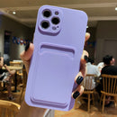 Imitation Liquid Silicone Straight Edge Shockproof Full Coverage Case with Card Slot For iPhone 12(Purple)