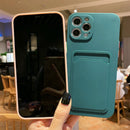 Imitation Liquid Silicone Straight Edge Shockproof Full Coverage Case with Card Slot For iPhone 12 Pro(Black)