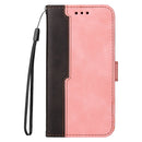 For OPPO A94 5G/F19 Pro+ 5G/Reno5 Z/A95 5G Business Stitching-Color Horizontal Flip PU Leather Case with Holder & Card Slots & Photo Frame & Lanyard(Pink)