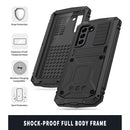 For Samsung Galaxy S21 FE R-JUST Shockproof Waterproof Dust-proof Metal + Silicone Protective Case with Holder(Black)