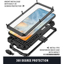 For Samsung Galaxy S21 FE R-JUST Shockproof Waterproof Dust-proof Metal + Silicone Protective Case with Holder(Black)