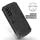 For Samsung Galaxy S21 FE R-JUST Shockproof Waterproof Dust-proof Metal + Silicone Protective Case with Holder(Black)