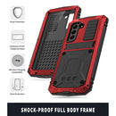 For Samsung Galaxy S21 FE R-JUST Shockproof Waterproof Dust-proof Metal + Silicone Protective Case with Holder(Red)
