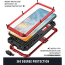 For Samsung Galaxy S21 FE R-JUST Shockproof Waterproof Dust-proof Metal + Silicone Protective Case with Holder(Red)