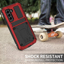 For Samsung Galaxy S21 FE R-JUST Shockproof Waterproof Dust-proof Metal + Silicone Protective Case with Holder(Red)