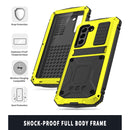 For Samsung Galaxy S21 FE R-JUST Shockproof Waterproof Dust-proof Metal + Silicone Protective Case with Holder(Yellow)