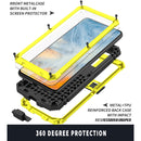 For Samsung Galaxy S21 FE R-JUST Shockproof Waterproof Dust-proof Metal + Silicone Protective Case with Holder(Yellow)