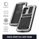 For Samsung Galaxy S21 FE R-JUST Shockproof Waterproof Dust-proof Metal + Silicone Protective Case with Holder(Silver)