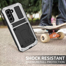 For Samsung Galaxy S21 FE R-JUST Shockproof Waterproof Dust-proof Metal + Silicone Protective Case with Holder(Silver)