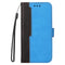 For Samsung Galaxy S21 FE Business Stitching-Color Horizontal Flip PU Leather Case with Holder & Card Slots & Photo Frame(Blue)