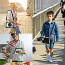 For Samsung Galaxy Tab A7 Lite T220 / T225 360 Degree Rotation Contrast Color Shockproof Silicone + PC Case with Holder & Hand Grip Strap & Shoulder Strap(Navy+Yellow Green)