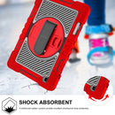 For Samsung Galaxy Tab S6 Lite P610/P615 360 Degree Rotation Contrast Color Shockproof Silicone + PC Case with Holder & Hand Grip Strap & Shoulder Strap(Red+Black)