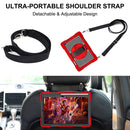 For Samsung Galaxy Tab S6 Lite P610/P615 360 Degree Rotation Contrast Color Shockproof Silicone + PC Case with Holder & Hand Grip Strap & Shoulder Strap(Red+Black)