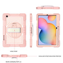 For Samsung Galaxy Tab S6 Lite P610/P615 360 Degree Rotation Contrast Color Shockproof Silicone + PC Case with Holder & Hand Grip Strap & Shoulder Strap(Rose Gold)