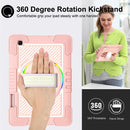For Samsung Galaxy Tab S6 Lite P610/P615 360 Degree Rotation Contrast Color Shockproof Silicone + PC Case with Holder & Hand Grip Strap & Shoulder Strap(Rose Gold)