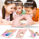 For Samsung Galaxy Tab S6 Lite P610/P615 360 Degree Rotation Contrast Color Shockproof Silicone + PC Case with Holder & Hand Grip Strap & Shoulder Strap(Rose Gold)