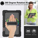 For Samsung Galaxy Tab S6 Lite P610/P615 360 Degree Rotation Contrast Color Shockproof Silicone + PC Case with Holder & Hand Grip Strap & Shoulder Strap(Black)