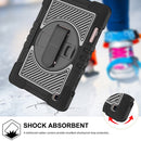For Samsung Galaxy Tab S6 Lite P610/P615 360 Degree Rotation Contrast Color Shockproof Silicone + PC Case with Holder & Hand Grip Strap & Shoulder Strap(Black)