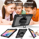 For Samsung Galaxy Tab S6 Lite P610/P615 360 Degree Rotation Contrast Color Shockproof Silicone + PC Case with Holder & Hand Grip Strap & Shoulder Strap(Black)