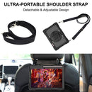 For Samsung Galaxy Tab S6 Lite P610/P615 360 Degree Rotation Contrast Color Shockproof Silicone + PC Case with Holder & Hand Grip Strap & Shoulder Strap(Black)