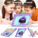 For Samsung Galaxy Tab S6 Lite P610/P615 360 Degree Rotation Contrast Color Shockproof Silicone + PC Case with Holder & Hand Grip Strap & Shoulder Strap(Purple + Mint Green)