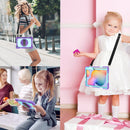 For Samsung Galaxy Tab S6 Lite P610/P615 360 Degree Rotation Contrast Color Shockproof Silicone + PC Case with Holder & Hand Grip Strap & Shoulder Strap(Purple + Mint Green)